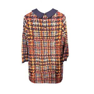 Ted Baker XS London Multicolor Houndstooth Pattern Dress With Purple Peter Pan C